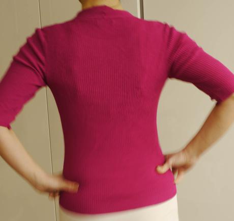 Benetton svetrik zebrovany fuchsiovy kratkym rukav, benetton,34