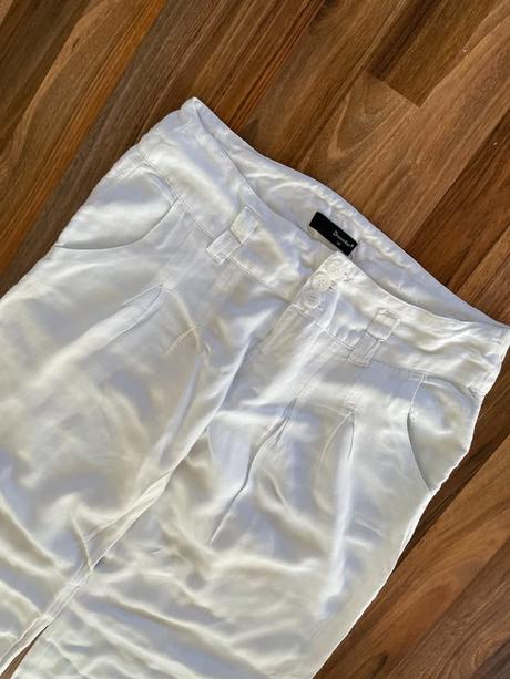 Bílé pohodlné kalhoty do tkanic, vel m, dromedar, dromedar,m