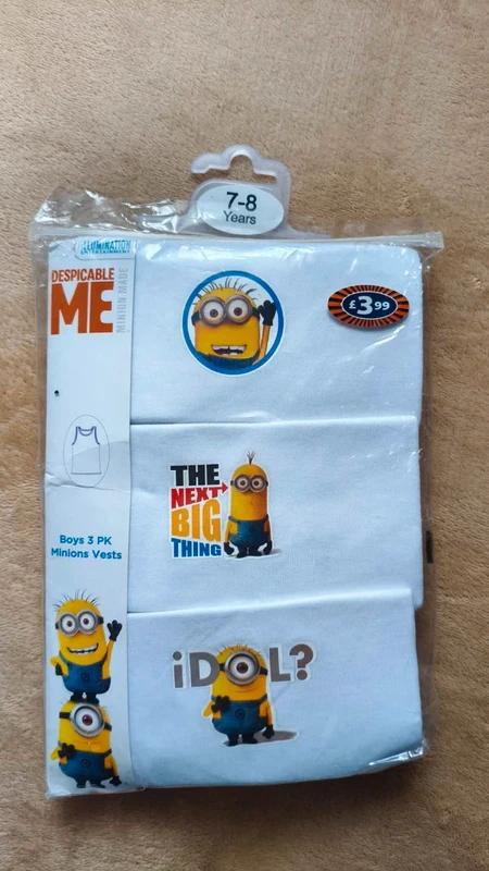 Nátělník spodní tílko chlapec 122/128 mimoni 3ks, 122 / 128