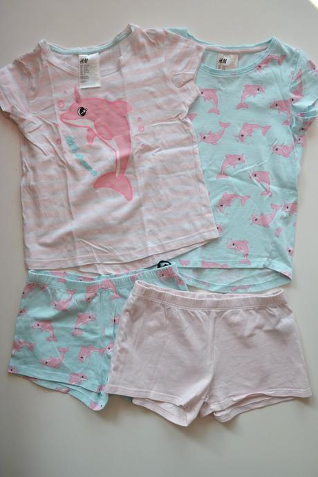 Sada bavlněných letních pyžámek s delfínky, h&m,110