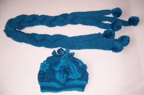 Ručně pletená šála s čepicí, m