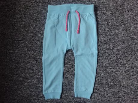 Tepláky světle modré s duhou, vel. 86, baby,86