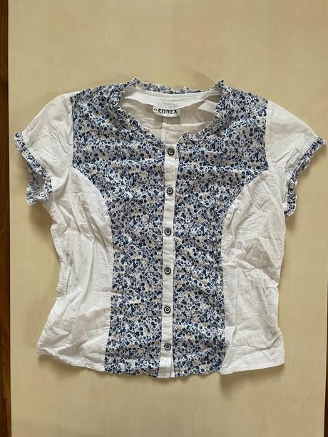 Bílá halenka s modrými kvítky, vel 42/xl, conex, 42