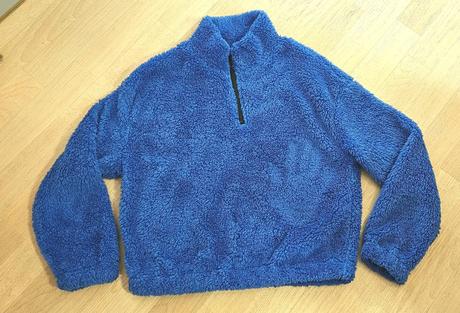 Modrá chlupatá crop top mikina shein vel.xs, xs