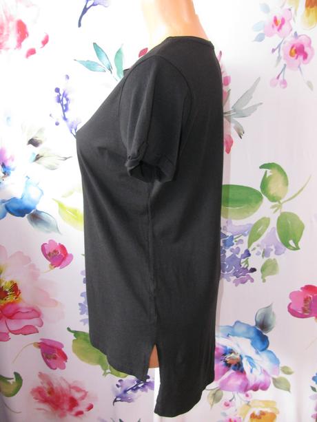 Černé bavlněné elastické prodloužené tričko, basics,38