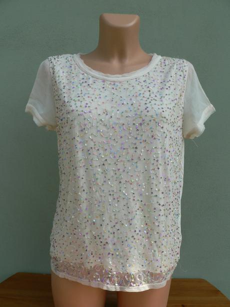 Krémový zdobený top blůzka h&m - vel.s, h&m,s