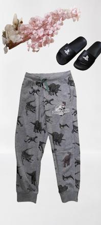 Šedé melírové tepláky jurassic world, h&m,140