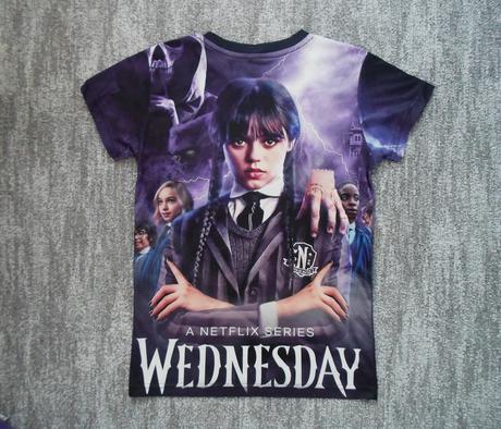 Fialové tričko triko krátký rukáv wednesday, 152