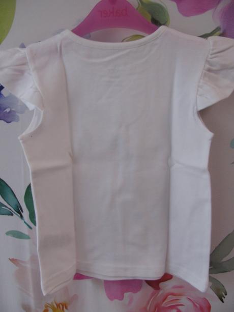 Bílé bavlněné tričko s volánky a obrázky disney, disney,92