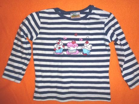 Super modrobílé pruhované triko - zákusky, 74