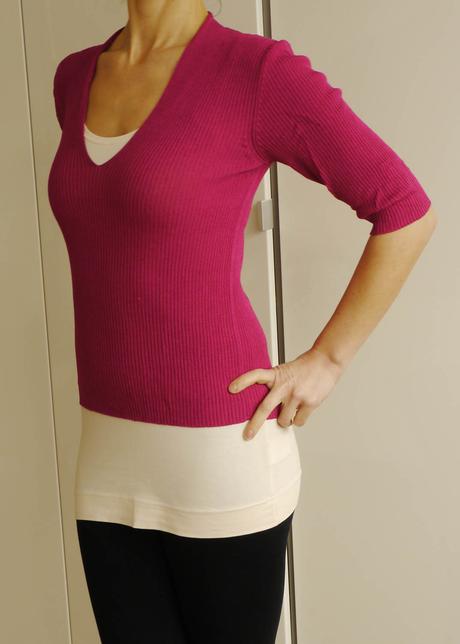 Benetton svetrik zebrovany fuchsiovy kratkym rukav, benetton,34