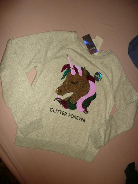 Mikina unicorn h&m 12-14 let 158/164 měnivé flitry, h&m,158