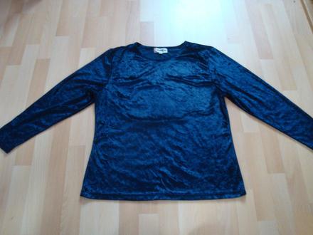 Halenka s dlouhým rukávem - sametová, tmavě modrá, xxl