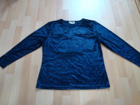 Halenka s dlouhým rukávem - sametová, tmavě modrá, xxl