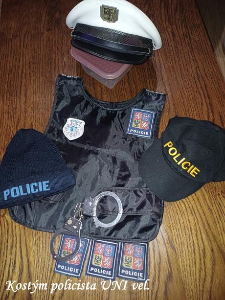 Kostým-doplňky policista uni vel.top stav, 