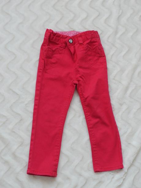 Cervene kalhoty se srdickovim knoflikem a kapsami , h&m,92