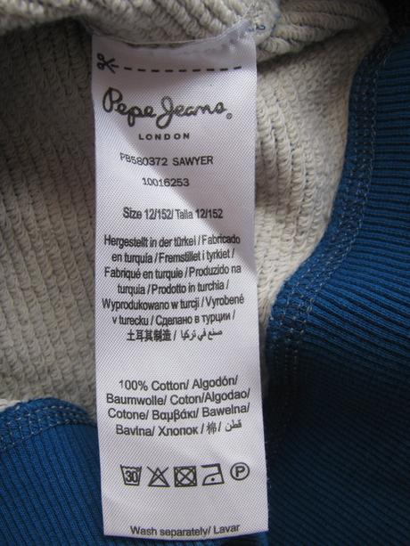 Chlapecká modrá mikina, střik pepe jeans, pepe jeans,152