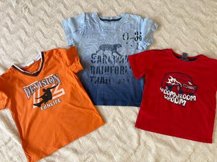 Set 3 tricek 86/92 oranzove, çevrene modre klucici, h&m,86