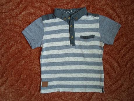 Modré šedé tričko triko polo s límečkem, rebel,104