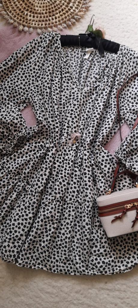 H&m květované bavlněné šaty s nabíranými rukávy, h&m