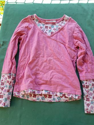 Růžové barevné tričko na holku dlouhý rukáv, 116