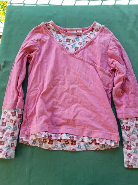 Růžové barevné tričko na holku dlouhý rukáv, 116