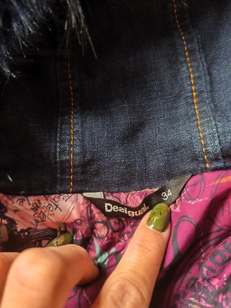 Džínová bunda parka kabát desigual xs/s, desigual,xs
