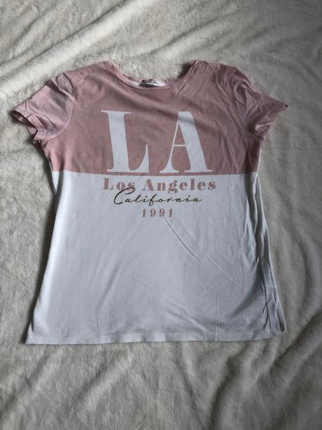170 tričko h&m růžovo-bílé los angeles, h&m,170