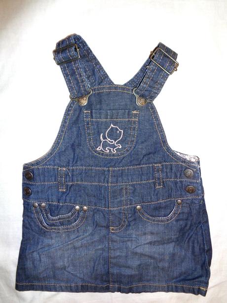 Luxusní riflová laclová sukýnka s kočičkou, h&m,68