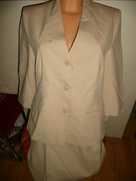 Kostým elegantní béžový sukně sako vel 40, 40