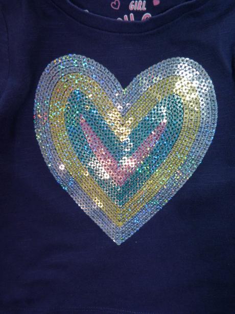 Bavlněné tričko, flitrové srdce vel.74, mothercare,74