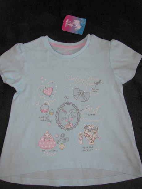 Krásné bledě modré tričko s třpytivými obrázky, tu,86