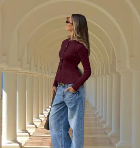 Elegantní vínový svetřík, l