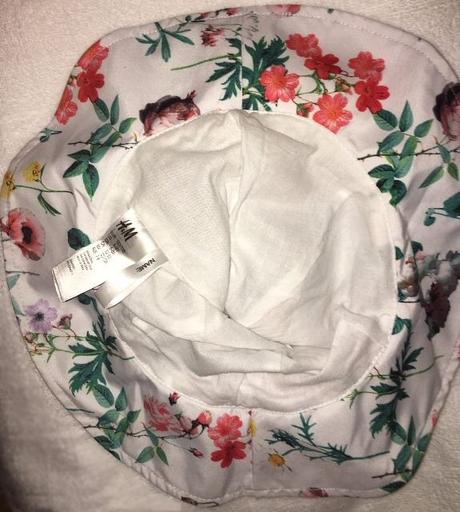 Bílý romantický klobouk, motiv květy, vel. 4-6y, h&m,104