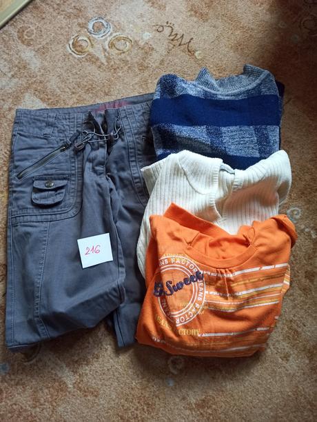 Kalhoty, 2x svetr a triko, 36