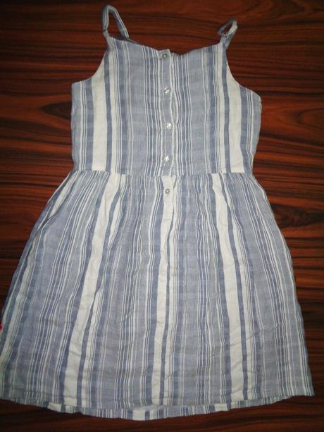 Nádherné bílomodré pruhované šaty s výšivkami, george,152
