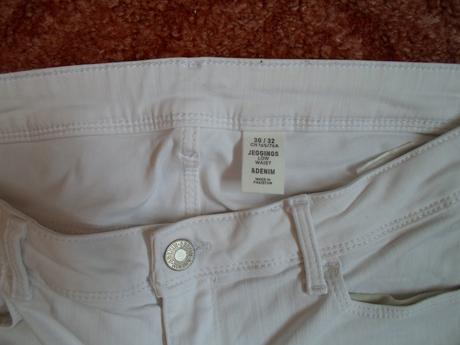 Bílé kalhoty rifle džíny, h&m,38