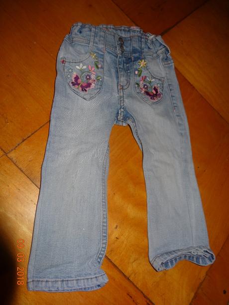 Dívčí rifle motýlci a květinky, h&m,86