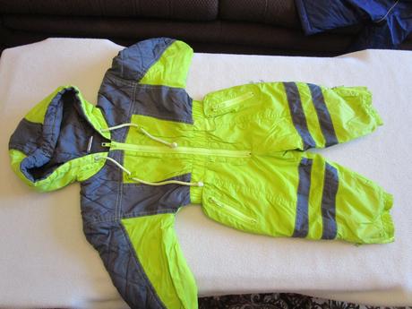 Svítivě zelená zimní kombinéza s kapucí, vel. 80, 80