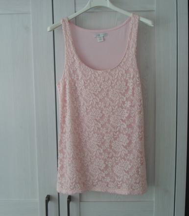 Růžové krajkové tričko tílko top amisu, amisu,m