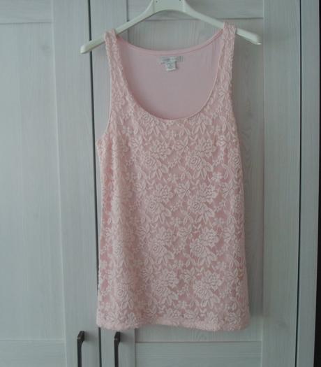 Růžové krajkové tričko tílko top amisu, amisu,m