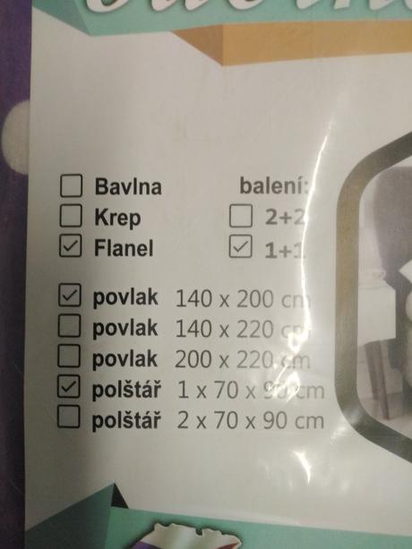 Dvoje flanelové povlečení , z toho jedno nové, 