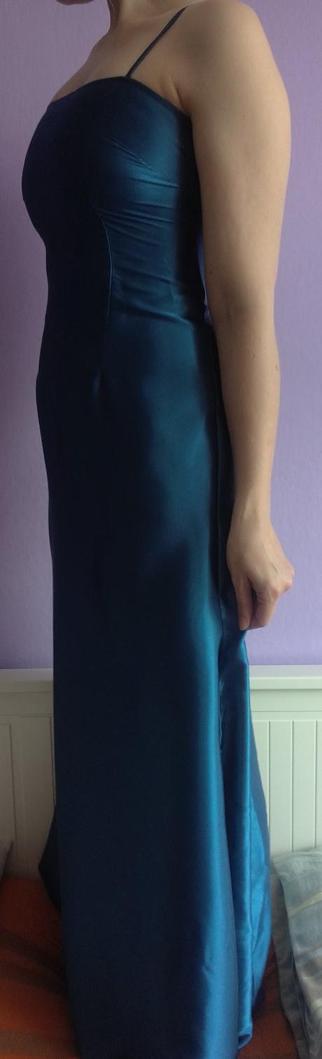 Petrolejové šaty satéové, xs