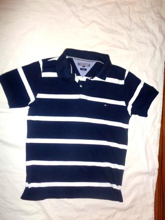 Luxusní modrobílé tričko tommy hilfiger, tommy hilfiger,l