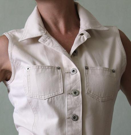 Smetanové džínové propínací šaty exe jeans vel.36, exe,s