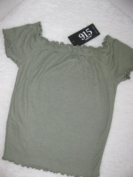 Khaki pružné tričko crop top, new look,158