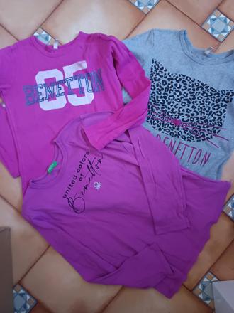 3x tričko benetton - 140, benetton,140