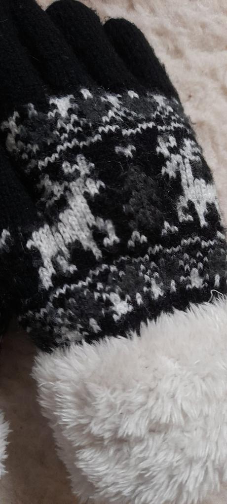 Pletené zateplené rukavice s kožíškem, 