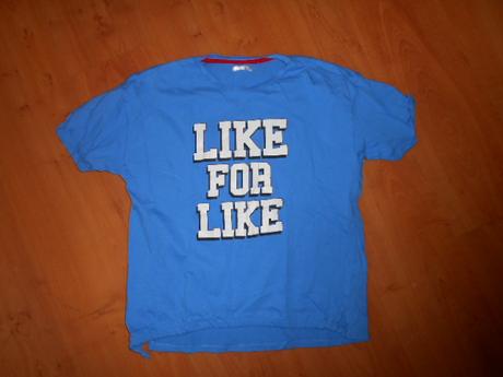 Modré volnější triko vel. 158-164, 158