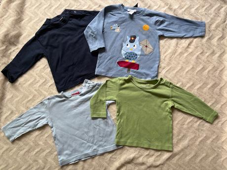 4 trička dlouhý rukav 74/80 kluk, 68–80